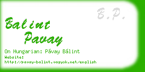balint pavay business card